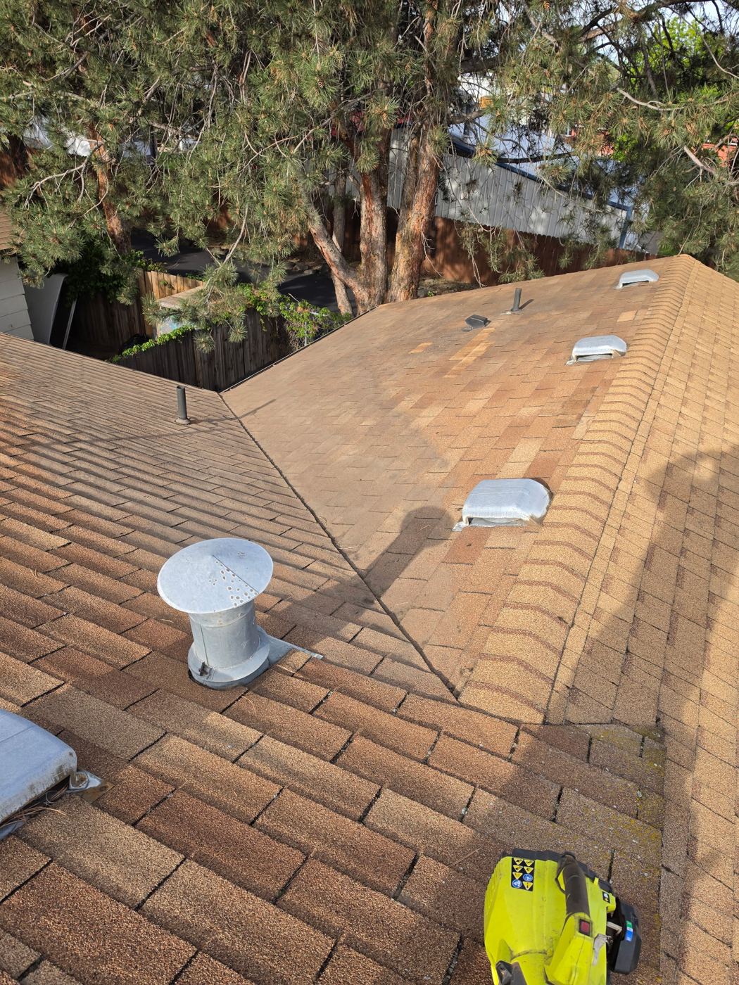 Roof cleanup in progress